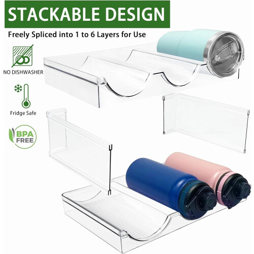 Water Bottle Storage Organizer for Cabinet, Stackable Kitchen