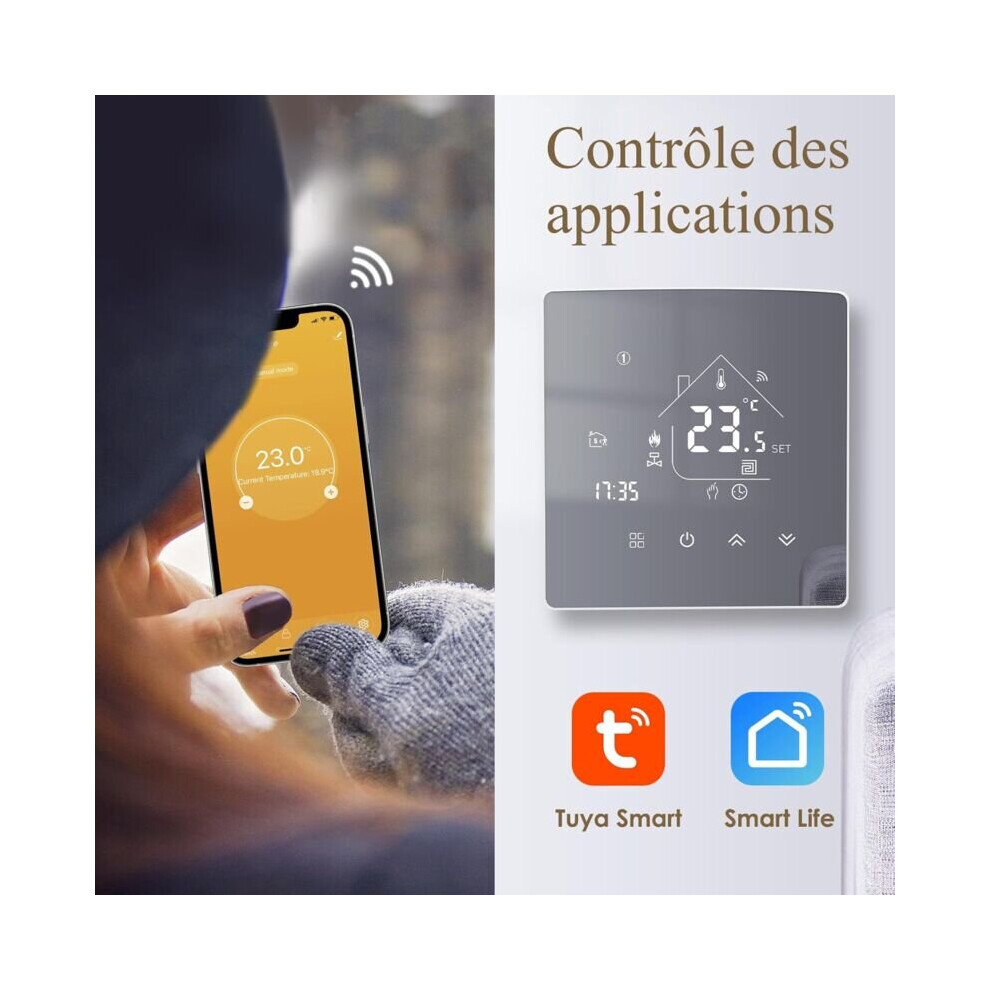Thermostat intelligent Tuya, thermostat de chauffage, thermostat d'ambiance, thermostat WiFi, thermostat mural
