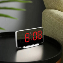 Sveglia a LED Sveglia elettronica Orologio da comodino con specchio regolabile