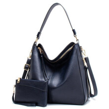 Damen Handtasche - Leder Schultertaschen Mode Große Handtasche mit verstellbarem Riemen Blau