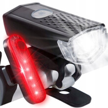 Fiets koplamp en achterlicht USB LED, zwart