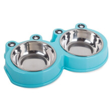 Tigela dupla para animais de estimação 0,3 l x 2, azul
