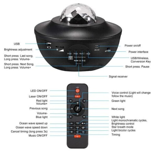 Proyector Proyector de estrellas con altavoz Bluetooth: tu propia lámpara Galaxy