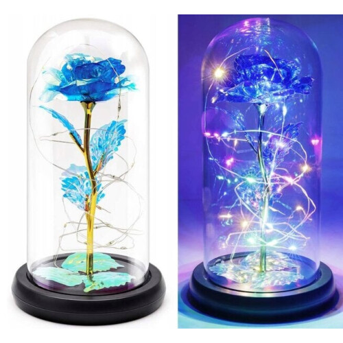 Beleuchtete LED-Ewige Rose, blau