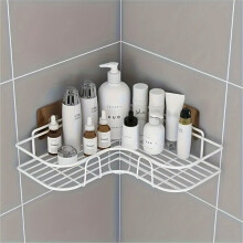 Mensola angolare per doccia, organizer per accessori da bagno, bianco