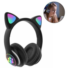 Fones de ouvido sem fio Cat Ears, fones de ouvido Bluetooth com luz LED e microfone
