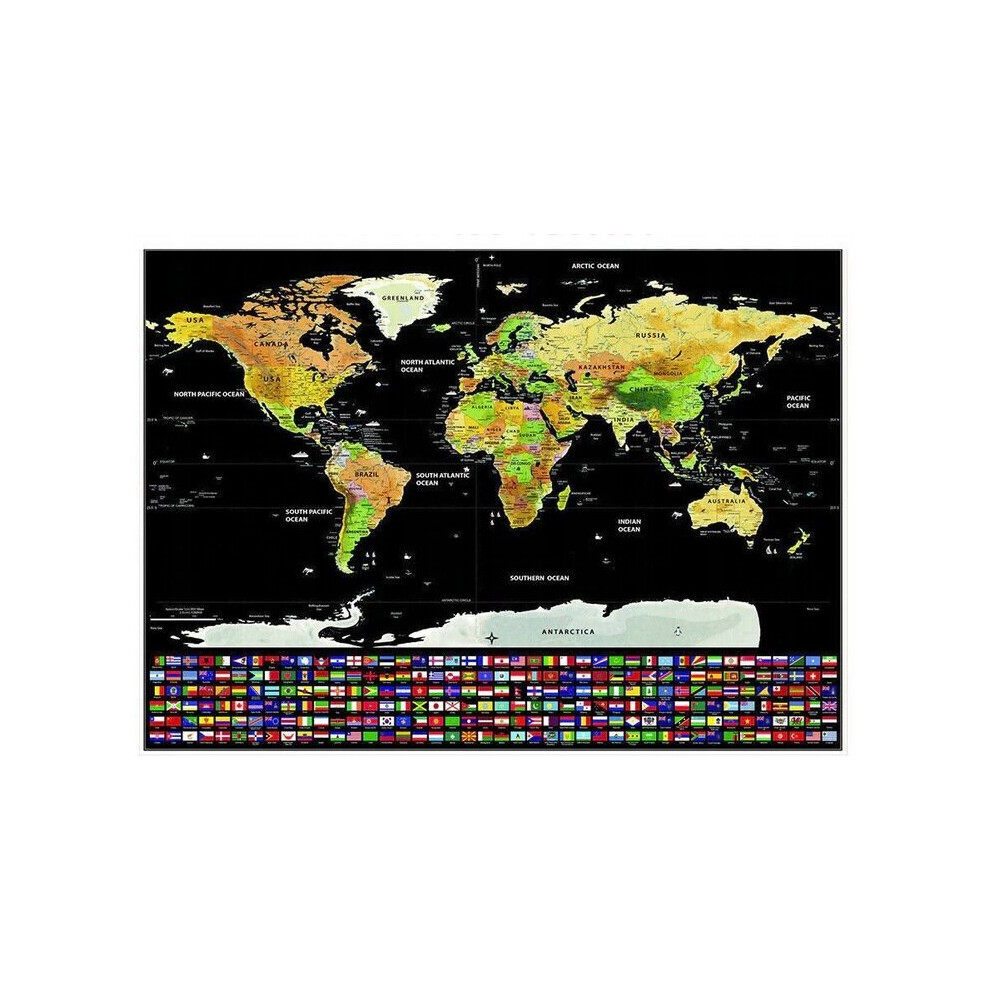 Carte du monde effaçable sans cadre avec drapeaux 82 x 59 cm