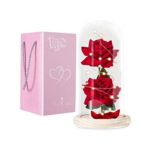 Stabilisierte ewige rote Rose mit LED-Beleuchtung