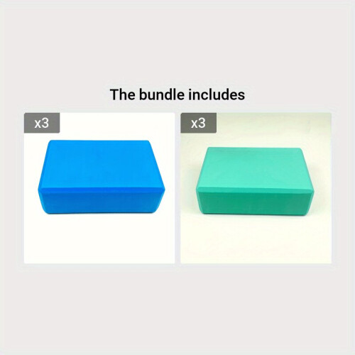 Eva Yogablock, rutschfester Übungsblock., Blau*3 + Seeblau*3