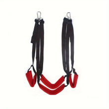 Verstellbare Yogagurte mit 4/5 Gurten., Schwarz Rot 4 Gurte