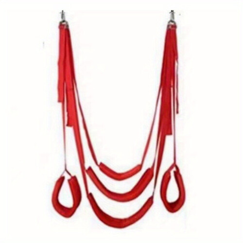 Verstellbare Yogagurte mit 4/5 Gurten., Rot 5 Gurte