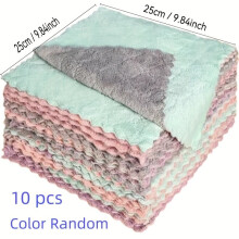 5/10 peças - Pano de prato coral superabsorvente, dupla face, 10 peças