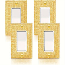 4 Stück glänzende silberne Schalter-Dekorabdeckungen, 4 Stück einzelne Wippe (Gold)-A