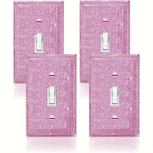 4 Stk. Glänzende silberne Schalter-Dekorabdeckungen, 4 Stk. Einzelschalter (pink)-A