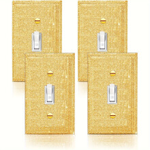 4 Stk. Silberglänzende Schalter-Dekorabdeckungen, 4 Stk. ein Schalter (Gold)