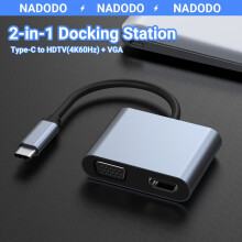 4K 60HZ USB C auf HDMI und VGA Adapter, Aluminiumlegierung