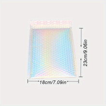 10 Stück Regenbogen-Laser-Luftpolsterumschläge – stoßfest, wasserdicht, 18 * 23 cm / 7,87 * 11,02 Zoll
