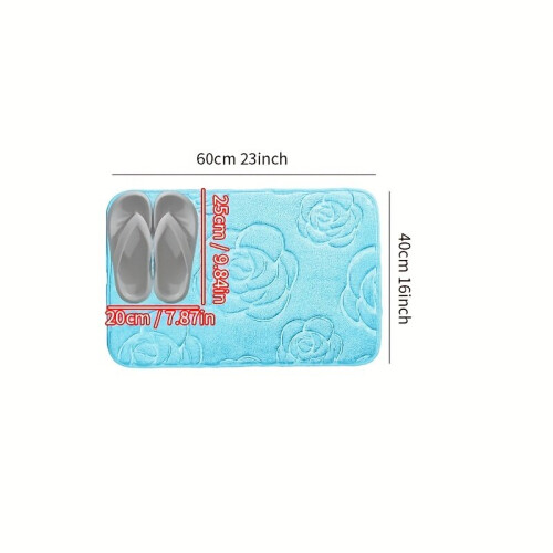 Pink Floor Mat Bathroom Slip Resistant., Sky blue
