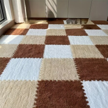 24 Stück verdickter Plüschteppich für den Wohnzimmerboden., Weiß 8 Stück + Kamel 8 Stück + Kaffee 8 Stück