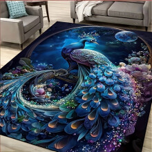 Retro-Teppich mit Pfauenmuster, rutschfest, 160 x 230 cm