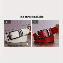 Ceinture rétro en cuir PU pour femme, blanche et rouge