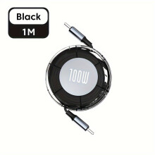 100-W-USB-C-auf-USB-C-Schnellladekabel für Telefone, Schwarz