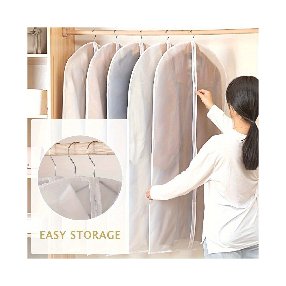 Lot de 5 sacs anti-poussière pour vêtements avec fermeture éclair, grande taille (60 x 120 cm)