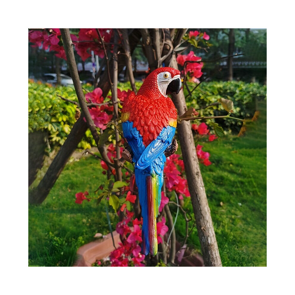 1 pièce, Décoration murale perroquet lumineux, Sculpture de jardin, Rouge