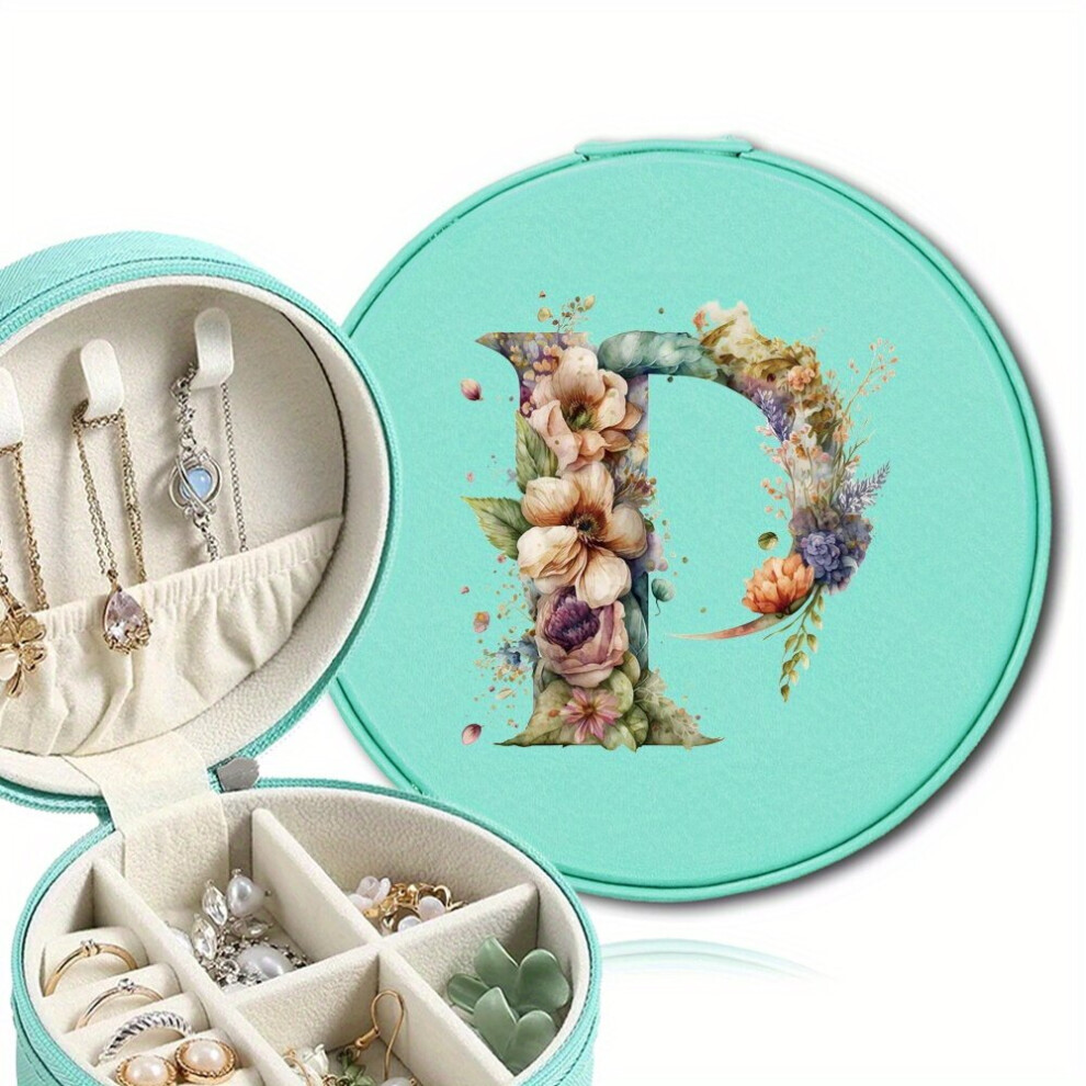 Coffret à bijoux en forme de fleur - Étui rond en cuir de luxe, P