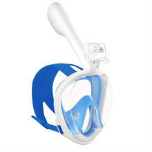 Máscara de mergulho facial completa Y3 com visão de 180, branca/azul