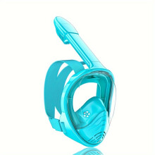 Máscara de mergulho facial completa com tubo, azul escuro