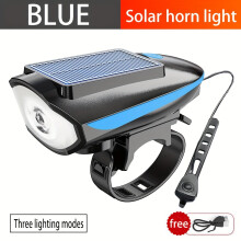 Fietskoplamp met zonne-energie en signaal, Blauw