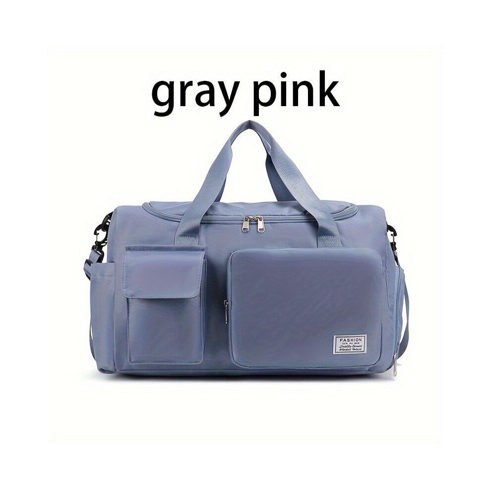 Sac de voyage de sport grande capacité avec fermeture éclair, gris rose
