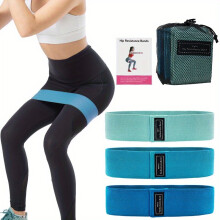 3 Stück Yoga-Widerstandsbänder für Damen – Elastische Gürtel für effektives Training, Hellblau/Mittelblau/Marineblau