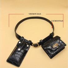 Sac ceinture décontracté en cuir noir réglable pour femme, 1XL