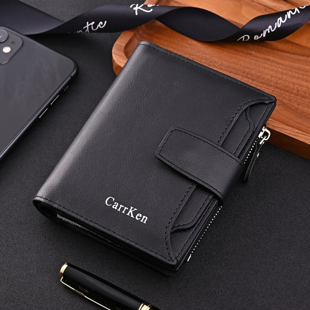 Men's short wallet with space for ID cards, Black