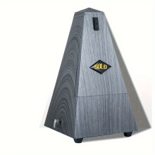 Echtes mechanisches Musikmetronom für Gitarre, Violine, Klavier, Tower-Stil, poliertes Silber