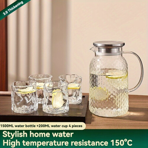 Set stilvoller Glaskrüge – 2100 ml/1500 ml, ein Reiskorntopf