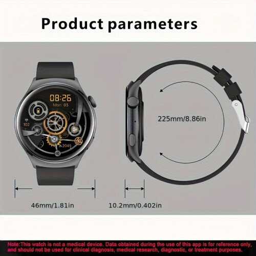 Relógio inteligente AMOLED de 1,43 polegadas com tela sensível ao toque e pulseira de aço dourada 2