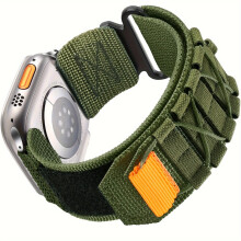 Älykello Kestävä nailonranneke, joka on yhteensopiva iPhone-kellon kanssa., Green Army