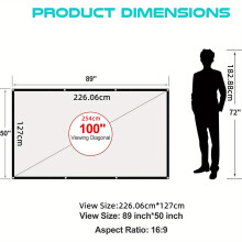 100 120 381 cm 16:9 HD Screen Portable Foldable Projector Screen for Home and Outdoor., 254.0 cm