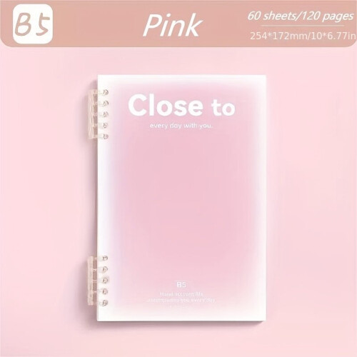 1pc, 60 Sheets Aesthetic Spiral Notebook, B5 Thick Plastic Hardcover., Pink