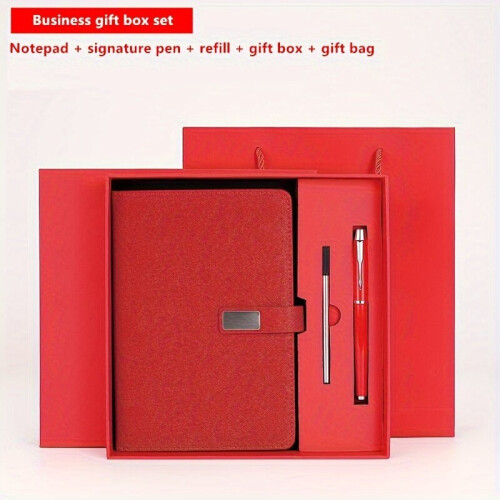 Personalized Business Notes Gift Set for Meetings., Red