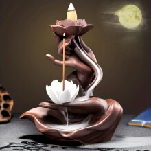 1pc Purple Sand Ceramic Censer for Home White Flower and Purple Sand Small Bergamot Handle