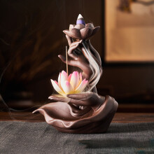 1 pc. Lotus Waterfall Incense Burner, Purple Clay Aroma Diffuser, Buddha Lotus Incense Burner (Colored Lotus)
