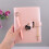 Personalized pink leather notebook with heart lock and diamond pen 1