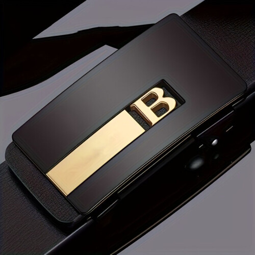 Cinto masculino elegante com fivela automática, dourado