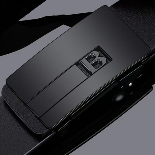 Cinto masculino elegante com fivela automática, preto