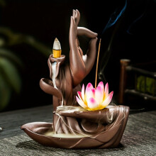 1pc Purple Sand Ceramic Censer for Home Big Buddha Hand with Pink Flower and Purple Clay