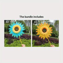 1 Stk. Bunte Sonnenblumen-Windmühle als Außendekor, 2 x Blau + 2 x Gelb